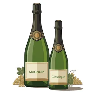Des bouteilles de champagnes de toutes tailles, de la Chopinette de 20 cl, au Melchizedec de 30 litres